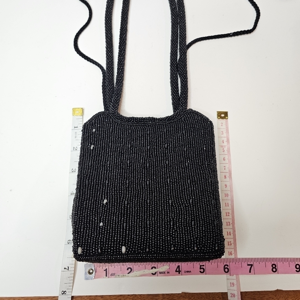 Valerie Stevens Black Beaded Small Handbag Vintage Womens - Picture 8 of 16
